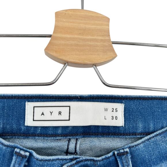 Ayr Skinny Jeans Distressed Denim Stretch Medium Wash Blue Size 25 x 30 - Picture 11 of 14